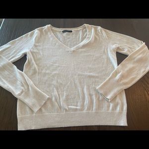 Brandy Melville Ivory V-Neck Sweater, 5% Cashmere, One Size
